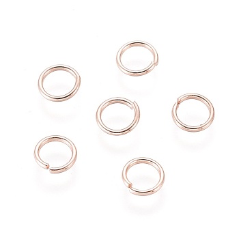 304 Stainless Steel Open Jump Rings, Rose Gold, 21 Gauge, 5x0.7mm, Inner Diameter: 4mm