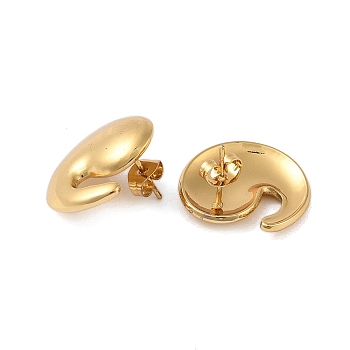 304 Stainless Steel Earrings, Magatama Shape, Golden, 19.5x19.5mm