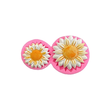 Flower Food Grade Silicone Molds, Fondant Molds, Baking Molds, Chocolate, Candy, Biscuits, UV Resin & Epoxy Resin Jewelry Making, Random Single Color or Random Mixed Color, 95x57x9mm, Inner Diameter: 39~50x37~42mm