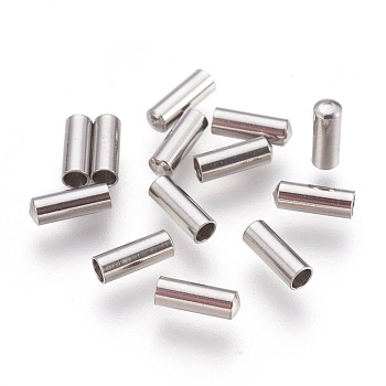 201 Stainless Steel Cord End Caps, Stainless Steel Color, 7.5x2.5mm, Hole: 2mm