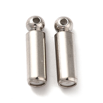 202 Stainless Steel Brooch Pin Backs, Locking Pin Keeper Clasp, Column Shape, for Brooch Findings, Stainless Steel Color, 14x4mm, Hole: 1.2mm and 0.8mm