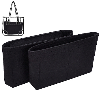 Wool Felt Bag Organizer Inserts, for Bucket Bag Accessories, Rectangle, Black, Finished Product: 22.5x14x9.4cm