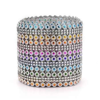16 Rows Plastic Diamond Mesh Wrap Roll, Rhinestone Crystal Ribbon, Cake Wedding Decoration, Colorful, 118x1.5mm