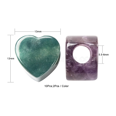 Valentine's Day Theme 10Pcs 5 Style Natural Gemstone European Beads(G-LS0001-71)-3