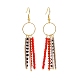Natural Red Agate & Glass Seed Beaded Tassel Earrings(EJEW-JE04805)-1
