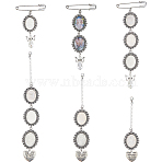 Alloy Oval Pendant Cabochon Settings & Heart Charms Pendant Decorations, with Glass Cabochons and ABS Plastic Pearl Charm Brooch, Antique Silver, 95~208mm(HJEW-FH00299)