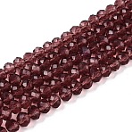 Transparent Glass Beads Strands, Faceted, Rondelle, Rosy Brown, 3x2mm, Hole: 0.5mm, about 135~140pcs/strand, 32~34cm(X-GLAA-R135-2mm-18)
