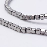 Electroplate Non-Magnetic Synthetic Hematite Strands, Cube, Grade A, Platinum Plated, 1.5~2x2x2mm, Hole: 0.5mm, about 210pcs/strand, 16.02 inch(G-K259-19)