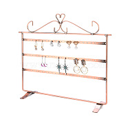 Triple Levels Rectangle Iron Earring Display Stand, Jewelry Display Rack, Chocolate, 8x32x28.5cm(CON-PW0001-153A)