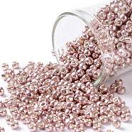 TOHO Round Seed Beads, Japanese Seed Beads, (552) Subtle Pink Metallic, 8/0, 3mm, Hole: 1mm, about 1110pcs/50g(SEED-XTR08-0552)