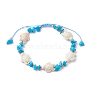 Synthetic Turquoise Beads with Natural Magnesite Anklet for Women, Tortoise, Inner Diameter: 2-3/4~3-1/2 inch(7.1~8.9cm)(AJEW-AN00576-02)