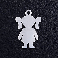 201 Stainless Steel Pendants, Blank Stamping Tag, Girl, Stainless Steel Color, 16.5x11x1mm, Hole: 1.5mm(STAS-Q201-JN328-1)