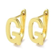 Brass Letter Stud Earrings for Women, Lead Free & Cadmium Free, Real 18K Gold Plated, Letter G, 15.5x8mm(EJEW-A038-01G-G)