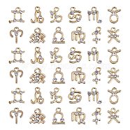 36Pcs 12 Style Clear Cubic Zirconia Charms, with Alloy Setting & Jump Ring, 12 Constellations Charm, Golden, 8x6.8mm, 3pcs/style(JX603A)