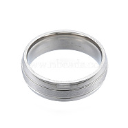 201 Stainless Steel Grooved Plain Band Ring for Women, Stainless Steel Color, Inner Diameter: 17mm(RJEW-N043-07)