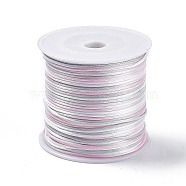 Segment Dyed Nylon Thread Cord, Rattail Satin Cord, for DIY Jewelry Making, Chinese Knot, Pink, 1mm(NWIR-A008-01C)