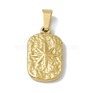 Vacuum Plating 304 Stainless Steel Pendants, Rectangle with Star, Golden, 18x10.5x2.5mm, Hole: 5x2.5mm(STAS-A062-25G)
