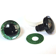 Plastic Safety Craft Eye, with Spacer, PU Sequins Ring, for DIY Doll Toys Puppet Plush Animal Making, Dark Green, 12mm(WG85671-32)