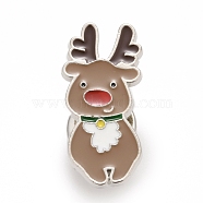 Christmas Reindeer Enamel Pin, Alloy Badge for Backpack Clothes, Platinum, Camel, 27.5x13x1.7mm(JEWB-G010-19P)