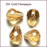 Imitation Austrian Crystal Beads, Grade AAA, Faceted, Drop, Gold, 6x8mm, Hole: 0.7~0.9mm(SWAR-F062-8x6mm-28)