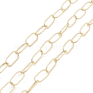 Brass Textured Oval Link Chains, Unwelded, with Spool, Real 18K Gold Plated, 14x7x0.8mm(CHC-M025-26A-G)