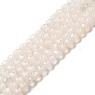 Natural White Agate Beads Strands, Faceted, Round, WhiteSmoke, 4mm, Hole: 0.5mm, about 91~93pcs/strand, 15 inch(G-G580-4mm-01)