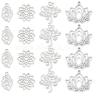 16Pcs 4 Style 201 Stainless Steel Pendants, Laser Cut, Manual Polishing, Plant, Stainless Steel Color, 4pcs/style(STAS-DC0003-48)