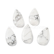 Natural Howlite Faceted Pendants, Teardrop Charms, 25x13x4mm, Hole: 1mm(G-D082-01A)