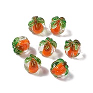 Handmade Lampwork Beads, Persimmon, Coral, 12~12.5x12~12.5x12~13mm, Hole: 1.5mm(LAMP-E031-01)