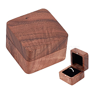 Square Wood Ring Storage Boxes, Flip Cover Case, with Velvet Inside and Magnetic Clasps, for Wedding, Proposal, Valentine's Day, Coconut Brown, 5.5x5.5x3.8cm(CON-WH0087-52B)