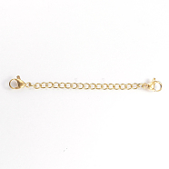 Vacuum Plating 304 Stainless Steel Chain Extender, with Curb Chains and Lobster Claw Clasps, Real 18K Gold Plated, 50x6.5mm, Ring: 4x3x0.6mm, Clasp: 10.5x6.5x3.5mm.(X-STAS-H349-E-01G)