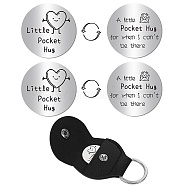 2Pcs Stainless Steel Commemorative Coins, Pocket Hug Coin, Inspirational Quote Coin, Flat Round, Stainless Steel Color, with 1Pc PU Leather Guitar Clip, Heart, 30x2mm, 2pcs/set(AJEW-CN0001-97)