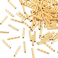 Rack Plating Brass Beads, Nickel Free, Tube, Real 18K Gold Plated, 10x1.5mm, Hole: 1mm(X-KK-N233-205)