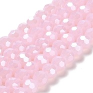 Electroplate Glass Beads Strands, Faceted(32 Facets), Pearl Luster Plated, Round, Pearl Pink, 10mm, Hole: 1.2mm, about 65~69pcs/strand, 23.03~24.49 inch(58.5~62.2cm)(EGLA-A035-J10mm-A02)