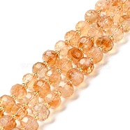 Natural Citrine Beads Strands, with Seed Beads, Faceted Rondelle, 7~8x5~6mm, Hole: 1mm, about 45~46pcs/strand, 14.57''~14.96''(37~38cm)(G-P508-A11-01)