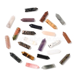 Natural & Synthetic Gemstone Pointed Pendants, Faceted, Bullet, 30~33x8~9mm, Hole: 1.4~1.6mm(G-D460-01)