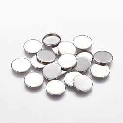 Flat Round 304 Stainless Steel Plain Edge Bezel Cups, Cabochon Settings, Stainless Steel Color, 14x2mm(X-STAS-S028-29)