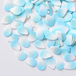 Handmade Polymer Clay Nail Art Decoration Accessories, Petal, Pale Turquoise, 5~7.5x4~6x0.3~1mm, about 5000pcs/50g.(X-CLAY-R085-08)