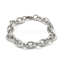 201 Stainless Steel Cable Chain Bracelets, Stainless Steel Color, 8-5/8 inch(22cm)(STAS-Z056-10P)
