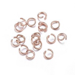 304 Stainless Steel Jump Rings, Open Jump Rings, Rose Gold, 21 Gauge, 6x0.7mm(STAS-O107-06RG-H)