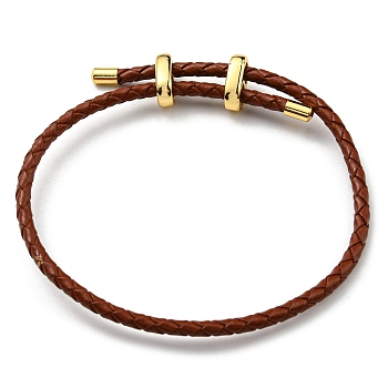 Leather Braided Cord Bracelets, Adjustable Bracelet, Saddle Brown, Inner Diameter: 5/8~2-7/8 inch(1.5~7.3cm)