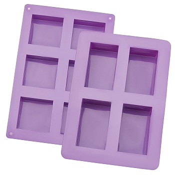 Square Food Grade Silicone Molds Sets, For DIY Biscuits, Cake, Chocolate, Candy, Soap, Purple, 221x150x26mm, Inner Size: 51x51mm, 214x153x36.5mm, Inner Size: 76.5x46mm, 2pcs/set