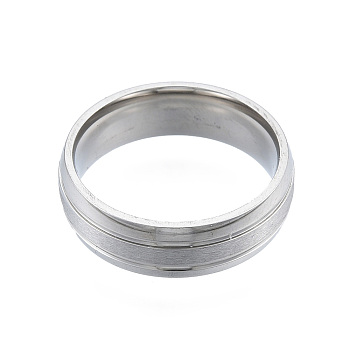 201 Stainless Steel Grooved Plain Band Ring for Women, Stainless Steel Color, Inner Diameter: 17mm