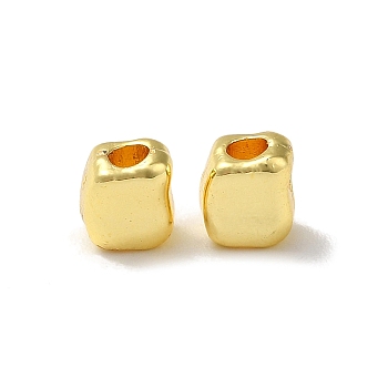 Cuboid Alloy Beads, Long-Lasting Plated, Rack Plating, Real 18K Gold Plated, 5x4.5x3.5mm, Hole: 2mm