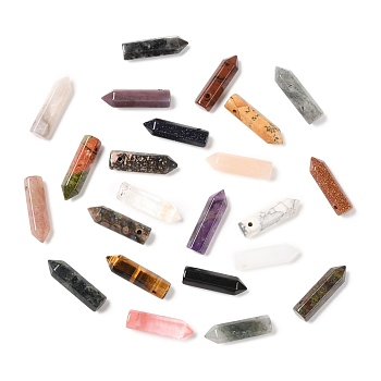 Natural & Synthetic Gemstone Pointed Pendants, Faceted, Bullet, 30~33x8~9mm, Hole: 1.4~1.6mm