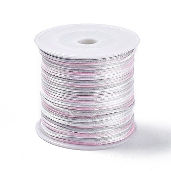 Segment Dyed Nylon Thread Cord, Rattail Satin Cord, for DIY Jewelry Making, Chinese Knot, Pink, 1mm