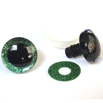 Plastic Safety Craft Eye, with Spacer, PU Sequins Ring, for DIY Doll Toys Puppet Plush Animal Making, Dark Green, 12mm