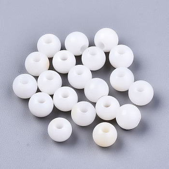 Natural Freshwater Shell Beads, Round, Seashell Color, 6x5.5mm, Hole: 2mm