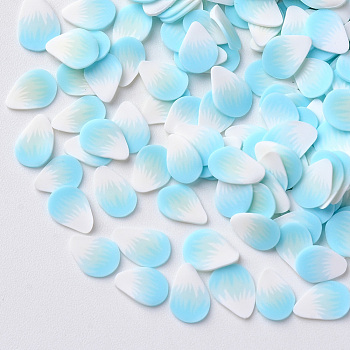Handmade Polymer Clay Nail Art Decoration Accessories, Petal, Pale Turquoise, 5~7.5x4~6x0.3~1mm, about 5000pcs/50g.