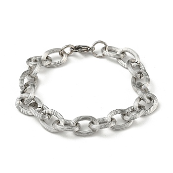 201 Stainless Steel Cable Chain Bracelets, Stainless Steel Color, 8-5/8 inch(22cm)